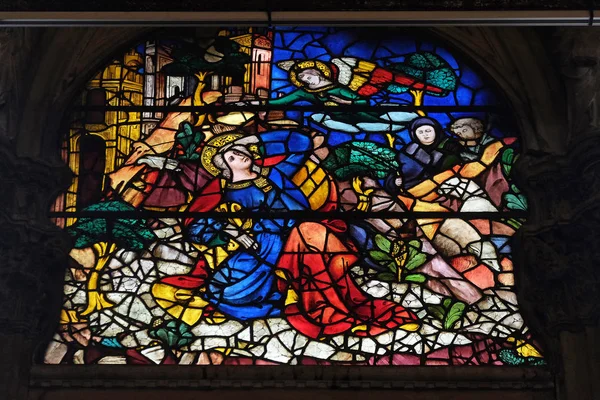 Ευαγγελισμός Του Ιωακείμ Υαλογράφημα Παράθυρο Στην Εκκλησία Του Orsanmichele Στην — Φωτογραφία Αρχείου