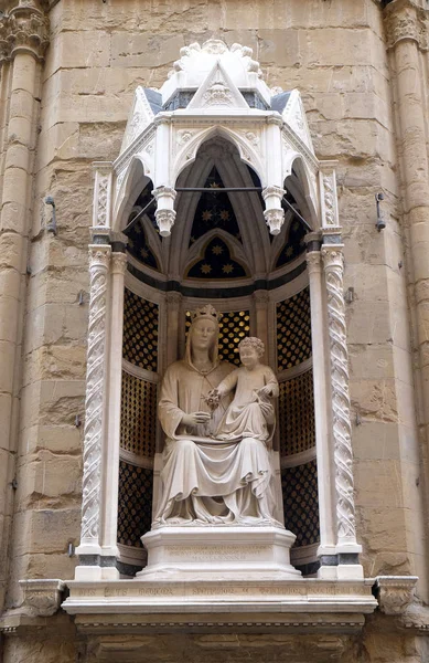 Madonna Met Rose Door Pietro Giovanni Tedesco Orsanmichele Kerk Florence — Stockfoto