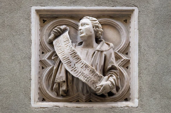 Biblijnej Historii Dachówka Ulgi Zewnętrzne Ściany Kościoła Orsanmichele Florencja Toskania — Zdjęcie stockowe