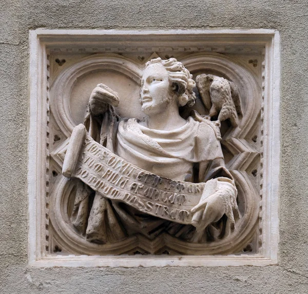 Histoire Biblique Relief Carrelé Mur Extérieur Église Orsanmichele Florence Toscane — Photo