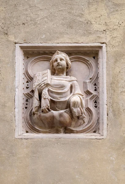 Histoire Biblique Relief Carrelé Mur Extérieur Église Orsanmichele Florence Toscane — Photo