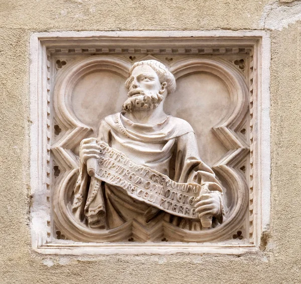 Biblický Příběh Dlaždice Reliéf Vnější Stěna Kostel Orsanmichele Florencie Toskánsko — Stock fotografie