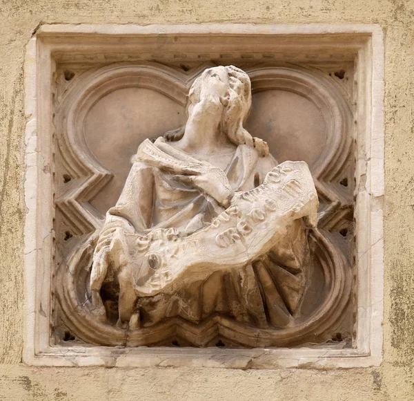 Biblische Geschichte Fliesenrelief Außenwand Der Kirche Orsanmichele Florenz Toskana Italien — Stockfoto