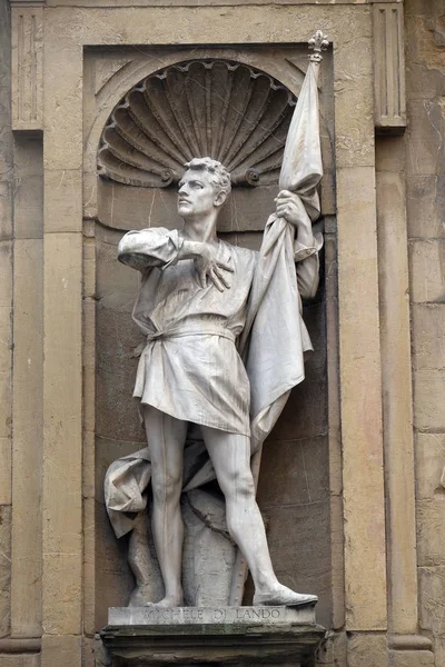 Estátua Michele Lando Líder Revolta Ciompi Loggia Del Mercato Florença — Fotografia de Stock
