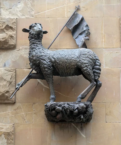 Agnus Dei Lamb God Statue Loggia Del Mercato Florence Italy — Stock Photo, Image
