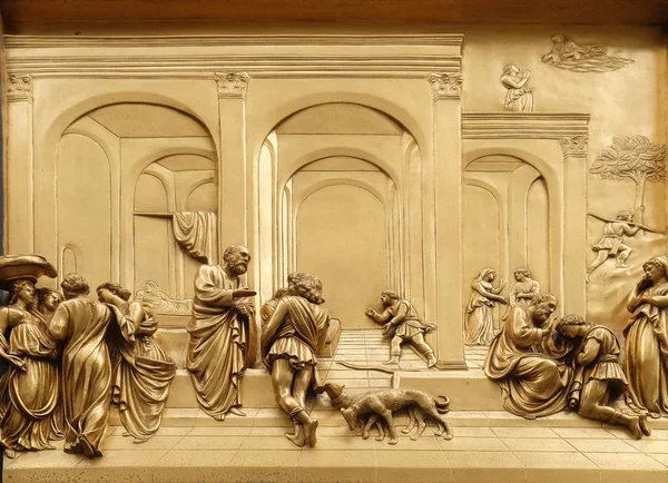 Florens Katedral Baptistry Saint John Gates Paradise Isaac Med Esau — Stockfoto