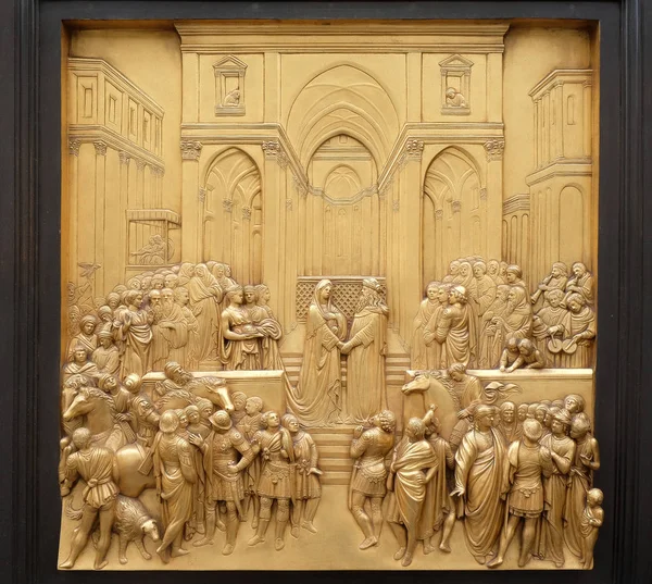 Florentská Katedrála Baptisterium Svatého Jana Brány Ráje Královna Sáby Krále — Stock fotografie