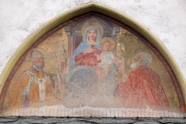 Vierge Enfant Sur Trône Avec Les Saints Eglise Sant Ambrogio — Photo