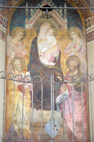 Virgin Mary Baby Jesus Fresco House Facade Florence Italy — Stock Photo, Image