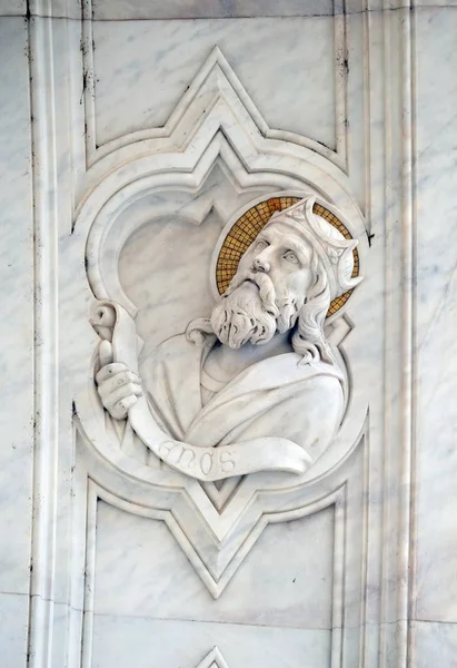 Enosi Reliéf Průčelí Baziliky Santa Croce Bazilika Svatého Kříže Slavný — Stock fotografie