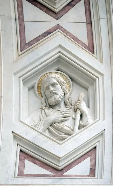 Apostle Relief Facade Basilica Santa Croce Basilica Holy Cross Famous — Stock Photo, Image