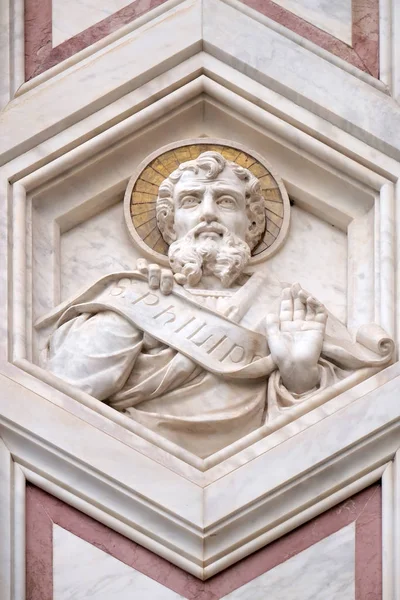 San Filippo Rilievo Sulla Facciata Della Basilica Santa Croce Famosa — Foto Stock