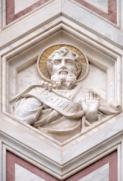 Saint Philippe Relief Sur Façade Basilique Santa Croce Basilique Sainte — Photo