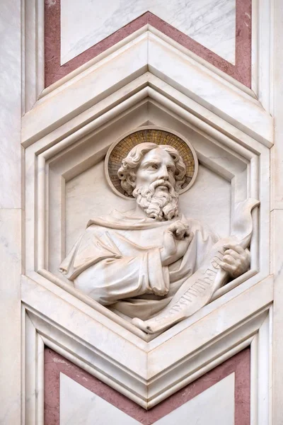 Saint Matthieu Evangéliste Soulagement Sur Façade Basilique Santa Croce Basilique — Photo