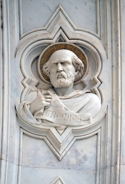 Jeremiah Relief Der Fassade Der Basilika Santa Croce Basilika Des — Stockfoto