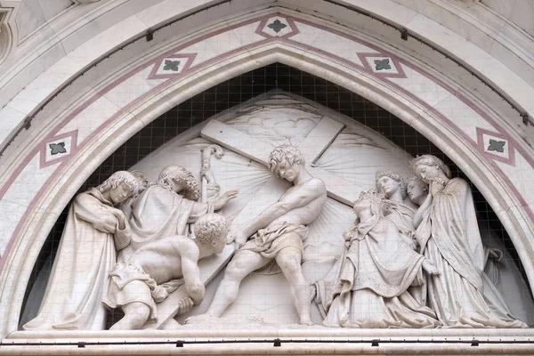 Vynález Kříže Titto Sarrocchi Lunety Levého Portálu Baziliky Santa Croce — Stock fotografie