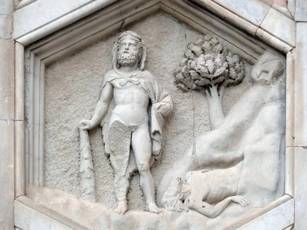 Hercules Och Cacus Från Seminariet Andrea Pisano Relief Giotto Campanile — Stockfoto