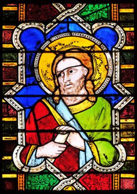 Katolik aziz, lekeli cam pencere Basilica di Santa Croce (Bazilika Holy Cross) - ünlü Fransisken Kilisesi Floransa, İtalya