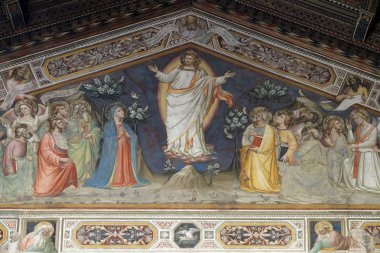 Yükseliş, fresco Niccolo di Pietro Gerini, Basilica di Santa Croce (Bazilika Holy Cross) - kutsal tarafından ünlü Fransisken Kilisesi Floransa, İtalya