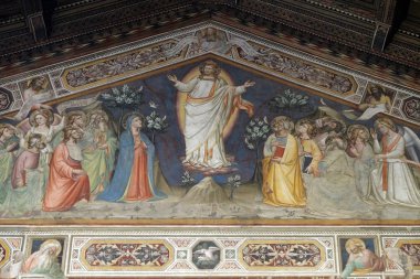 Yükseliş, fresco Niccolo di Pietro Gerini, Basilica di Santa Croce (Bazilika Holy Cross) - kutsal tarafından ünlü Fransisken Kilisesi Floransa, İtalya