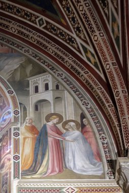 Bakire hikayeleri: Elizabeth ziyaret, Taddeo Gaddi (1295-1366), Basilica di Santa Croce (Bazilika Holy Cross) - Bandini Baroncelli kilisede tarafından Floransa, İtalya ünlü Fransisken Kilisesi fresco