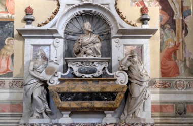 Giulio Foggini tarafından Galileo Galilei Türbesi, Basilica di Santa Croce (Kutsal Haç Bazilikası) Floransa, Italya