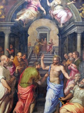 St. Thomas, 1572 Giorgio Vasari, Basilica of Santa Croce (Kutsal haç Bazilika) Floransa, İtalya tarafından Incredulity
