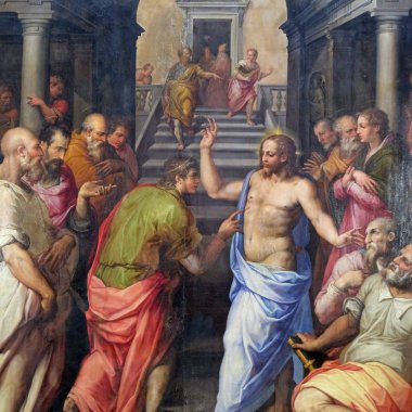 St. Thomas, 1572 Giorgio Vasari, Basilica of Santa Croce (Kutsal haç Bazilika) Floransa, İtalya tarafından Incredulity