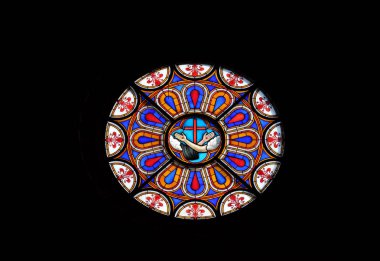 Stigmata İsa ve Saint Francis, sembolü Fransiskenler, Basilica di Santa Croce (Bazilika Holy Cross) - penceresinde cam lekeli ünlü Fransisken Kilisesi Floransa, İtalya