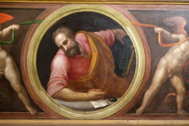 Matthew ve iki melek bir perde, Morelli Şapel Floransa, İtalya Basilica di Santa Croce (Kutsal haç Bazilika) içinde Sunaktan destekleyen Aziz