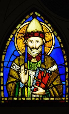 Saint Papa vitray pencere Pacino di Buonaguida tarafından (12801340) Basilica di Santa Croce (Kutsal Haç Bazilikası), Floransa, Italya ünlü Franciscan Kilisesi