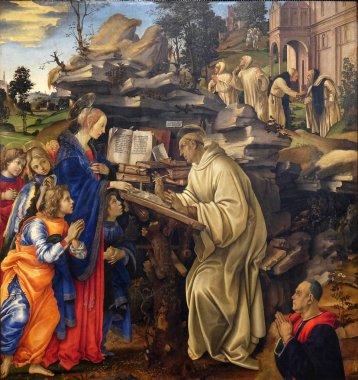 Hayalet Saint Bernard Clairvaux tarafından Filippino Lippi, Badia Fiorentina kilise Floransa, İtalya için bakire