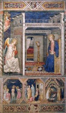 Bakire Meryem, İsa'nın vaftiz, doğuş Pietro di Miniato, Santa Maria Novella müdür Dominik tarafından duyuru kilise Floransa, İtalya