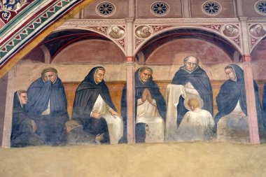 Saint Peter recives Dominik alışkanlık fresco Andrea di Bonaiuto İspanyolca Şapel, Santa Maria Novella müdür tarafından Dominik kilise Floransa, İtalya