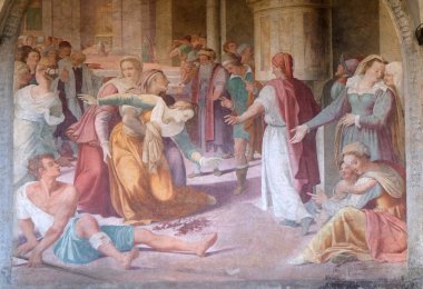 San Dominic bir takıntılı şeytandan, Santa Maria Novella müdür Dominik manastır Lorenzo Sciorina tarafından fresk boşaltır kilise Floransa, İtalya