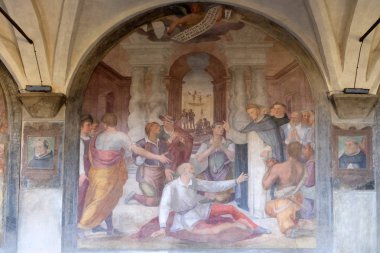 San Dominic resurrects bir Duvarcı, Santa Maria Novella müdür Dominik manastır Benedetto Veli tarafından fresk kilise Floransa, İtalya