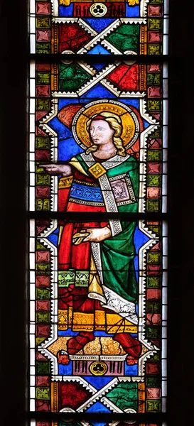 イタリア フィレンツェの有名なフランシスコ会教会トビアス バシリカ サンタ クローチェ 聖十字架大聖堂 ステンド グラスの窓を聖します — ストック写真