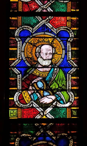 Catholic Saint Stained Glass Window Basilica Santa Croce Basilica Holy — Stock Photo, Image