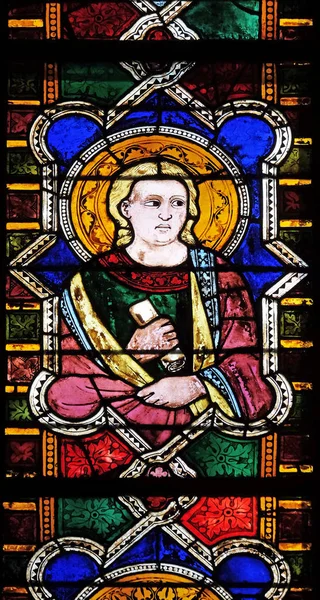 Catholic Saint Stained Glass Window Basilica Santa Croce Basilica Holy — Stock Photo, Image