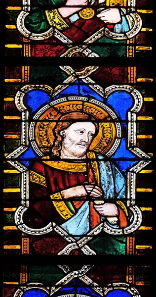 Catholic Saint Stained Glass Window Basilica Santa Croce Basilica Holy — Stock Photo, Image