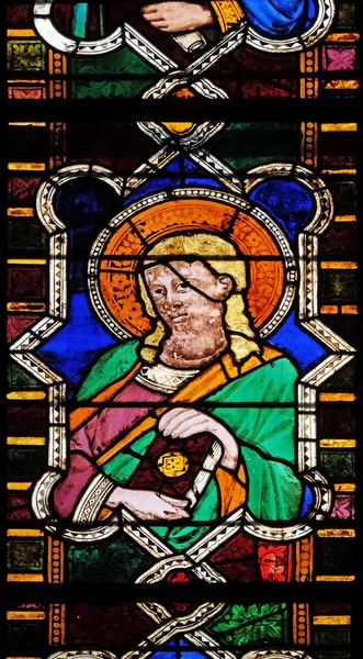 Katholischer Heiliger Kirchenfenster Der Basilica Santa Croce Basilika Des Heiligen — Stockfoto