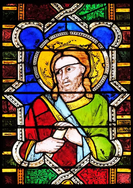 Catholic Saint Stained Glass Window Basilica Santa Croce Basilica Holy — Stock Photo, Image