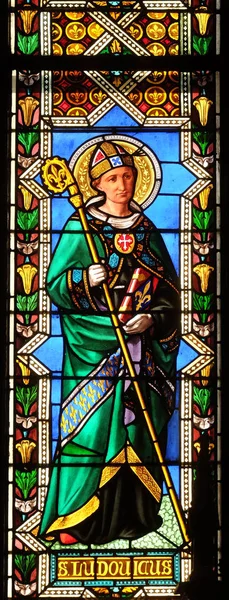 Saint Ludovicus Stained Glass Window Basilica Santa Croce Basilica Holy — Stock Photo, Image