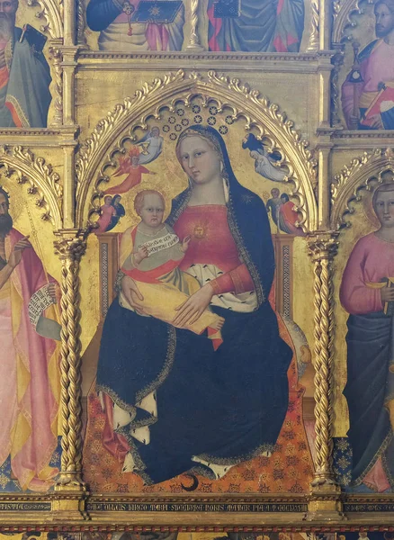 Madonna Dzieciątkiem 1379 Przez Giovanni Del Biondo Ołtarz Rinuccini Bazyliki — Zdjęcie stockowe