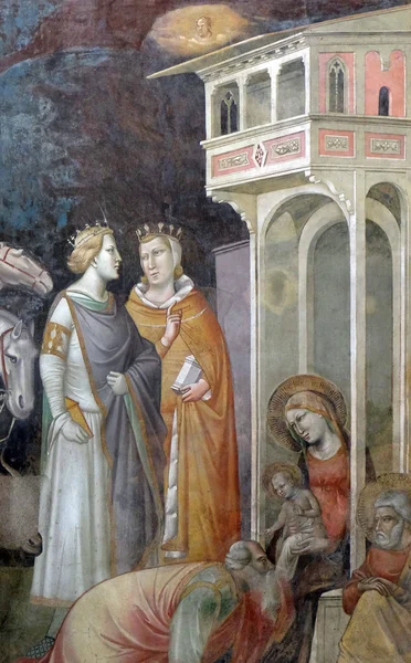 Scène Nativité Adoration Des Rois Mages Fresque Taddeo Gaddi 1295 — Photo