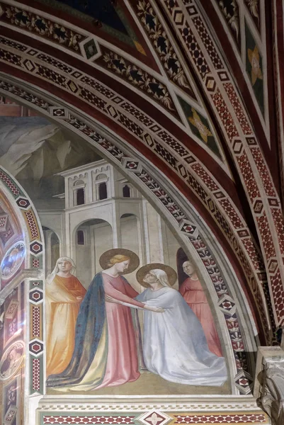 処女の物語 エリザベスを訪問 フレスコ画でタッデオ ガッディ 1295 1366 バンディーニ Baroncelli チャペル サンタ — ストック写真