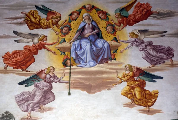 Madonna Con Cintura Affresco Sebastiano Mainardi Cappella Baroncelli Nella Basilica — Foto Stock