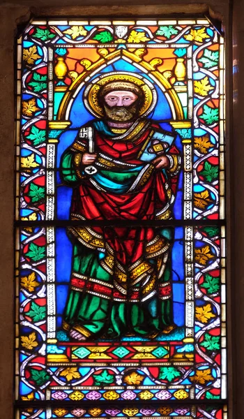 Svatý Petr Vitrážové Okno Basilica Santa Croce Bazilika Svatého Kříže — Stock fotografie