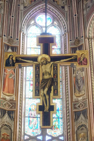 Maestro Figlines Peint Crucifix Bois Dessus Autel Principal Dans Basilique — Photo