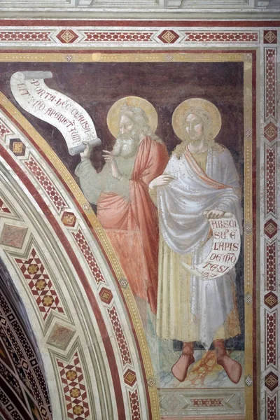 壁画在圣克罗斯大教堂 圣十字大教堂 在佛罗伦萨 意大利 — 图库照片